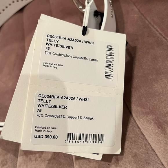 NWT Isabel Marant Telly Leather Belt White Silver 75 - Picture 8 of 8